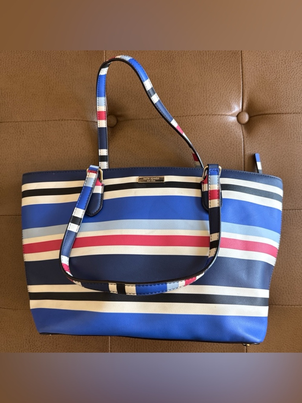 kate spade Blue, White & Pink Striped Tote